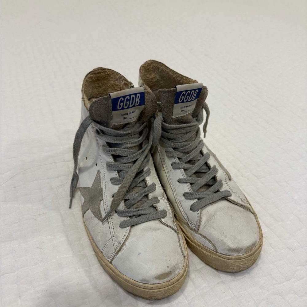 Golden Goose White and Gray Sneakers